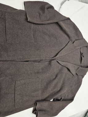 Quince Brown Open-Front Knit Cardigan